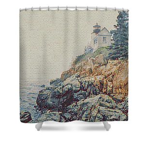 Transform your bathroom into a coastal sanctuary with the "Bass Harbor Lighthouse" Shower Curtain. This stunning photograph by Blaine Stoner captures the iconic Bass Harbor Lighthouse perched majestically atop rugged cliffs, overlooking the serene waters of Maine's coastline. The rich colors and exquisite details bring the tranquil beauty and timeless charm of the seaside right into your home, creating a soothing and elegant atmosphere in any bathroom setting. Key Features: High-Quality Fabric: Crafted from 100% premium polyester, this shower curtain is durable, water-resistant, and designed for long-lasting use. Detailed, Fade-Resistant Print: The high-resolution photography showcases vibrant colors and sharp details, ensuring the image remains crisp and beautiful over time. Generous Size: Measuring 71" x 74", it offers full coverage for standard showers and bathtubs, providing both functionality and style. Easy Installation: Equipped with 12 reinforced hook holes for effortless hanging with your choice of shower curtain hooks. Machine Washable: Easy to clean and maintain, this shower curtain is machine washable, ensuring hassle-free care and longevity. Perfect for Any Bathroom: Home Decor: Enhance your bathroom with the timeless beauty of Maine's coastline, adding a touch of nautical elegance and peaceful ambiance to your space. Gifting: An ideal gift for lovers of coastal scenery, lighthouse enthusiasts, or anyone looking to infuse their home with natural beauty and serenity. Bring the captivating allure of the seaside into your daily routine with the "Bass Harbor Lighthouse" Shower Curtain. Photography by Blaine Stoner.